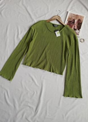 Блузка клеш плісірована зелена