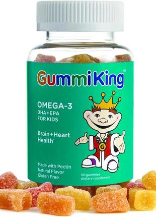 Gummiking омега-3 дгк ек для дітей, полуниця, апельсин і лимон. 60 шт.