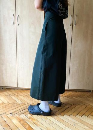 Стильные широкие брюки, кюлоты темно зеленого цвета, размер 343 фото