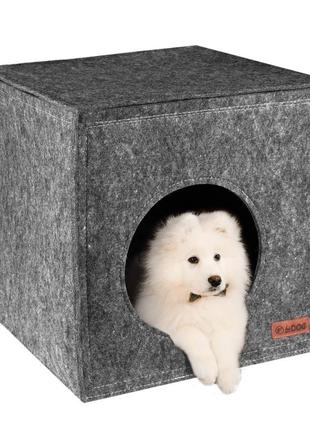Будиночок куб для кота собаки 45х45х45 см сірий