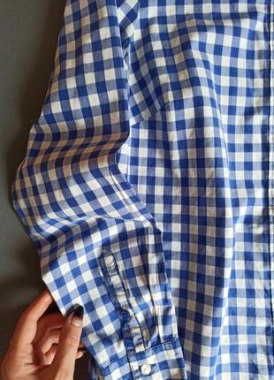🖤▪️ sale базовая голубая белая хлопковая рубашка в клетку ▪️🖤 блуза блузка в принт натуральная ткань натуральная ткань винтаж хлопок2 фото
