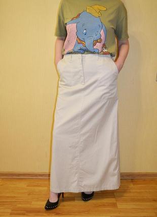 Бежевая длинная юбка в пол stefanel с карманами2 фото