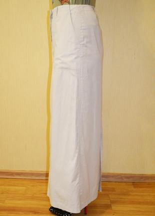 Бежевая длинная юбка в пол stefanel с карманами4 фото