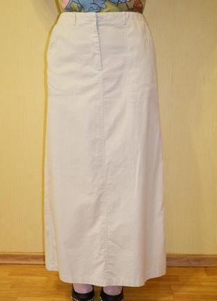 Бежевая длинная юбка в пол stefanel с карманами6 фото