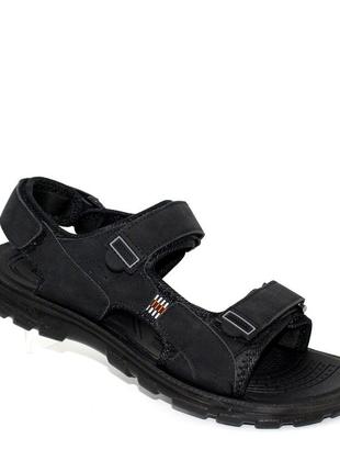 🔵 черные мужские сандалии босоножки из нубука на липучках1 фото