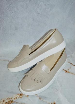 Слипоны / кеды натур кожа беж слоновая кость 36-43р все цвета