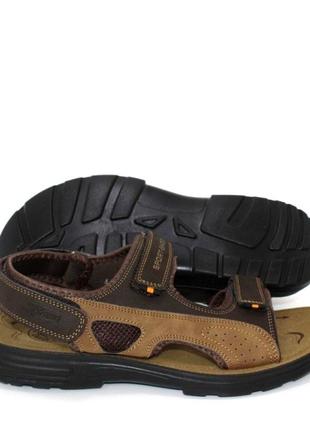 🔵 коричневые мужские сандалии босоножки на липучках2 фото