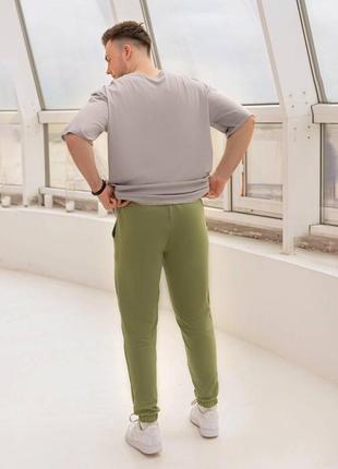 Спортивні штани брюки чоловічі джогери легкі літні базові повсякденні зелені салатові чорні коричневі бежеві батал4 фото