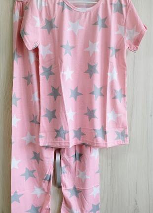 Женская летняя пижама, домашний костюм футболка брюки, р-ры s м l хl, туречевая3 фото