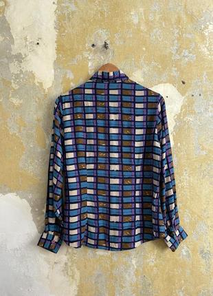 Яркая рубашка с абстрактной геометрией kf в шашку или квадрат ( versace )4 фото