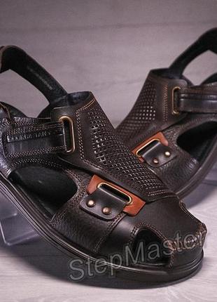 Мужские кожаные сандалии kristan rivet коричневые1 фото
