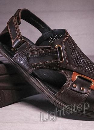 Мужские кожаные сандалии kristan rivet коричневые4 фото