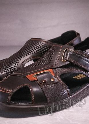 Мужские кожаные сандалии kristan rivet коричневые7 фото