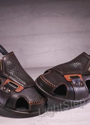 Мужские кожаные сандалии kristan rivet коричневые8 фото