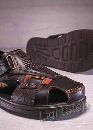 Мужские кожаные сандалии kristan rivet коричневые9 фото