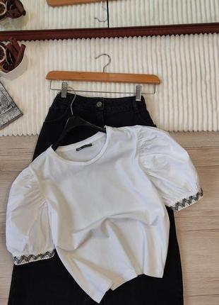 Бавовняна біла футболка zara p s