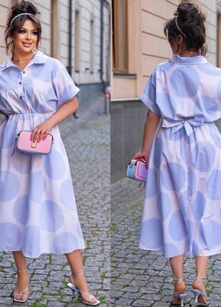 Платье женское легкое летнее длинное миди на лето базовое нарядное повседневное с поясом розовое голубое цветочное батал больших размеров6 фото