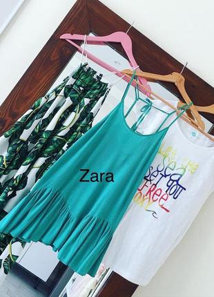 Zara пляжна сукня на тонких бретелях туніка zara сарафан