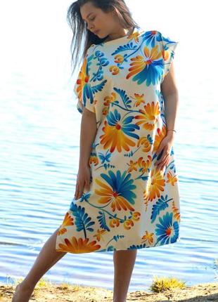 Женское пляжное полотенце пончо с капюшоном "код нации" из быстросохнущей микрофибры 75х140 см