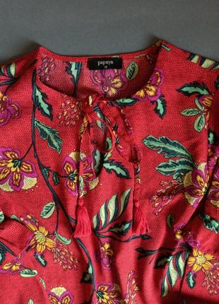 🖤▪️красная блузка блузка цветочный принт от papaya ▪️🖤 туника в цветочек цветочный принт лилии пиаонвы розы4 фото