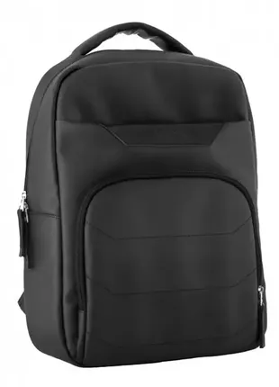 Зерниста екошкіра  великий якісний рюкзак із відділенням для зберігання ноутбука чорний  (№689)