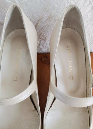 Шкіряні перламутрові весільні туфлі з гострим носком, мері джейн4 фото
