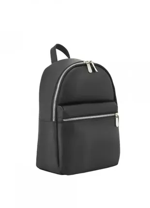 Стильна гладка екошкіра  великий якісний фабричний рюкзак, школа, інститут чорний (№691)