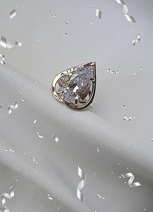 🫧  16.5 ; 17.5 размер кольцо серебро с золотом золотая пластина  цирконий  белый