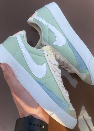 Nike blazer low beige green2 фото