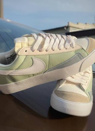 Nike blazer low beige green8 фото