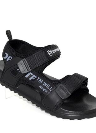 Спортивные чёрные сандалии на липучках 111714