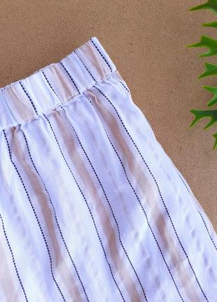 Стильная белая коттоновая юбка в полоску на девочку 5-6 лет2 фото