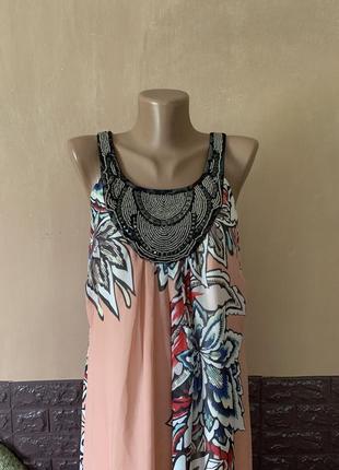 Плаття сукня різнокольорове розмір m l з бісерною вишивкою2 фото