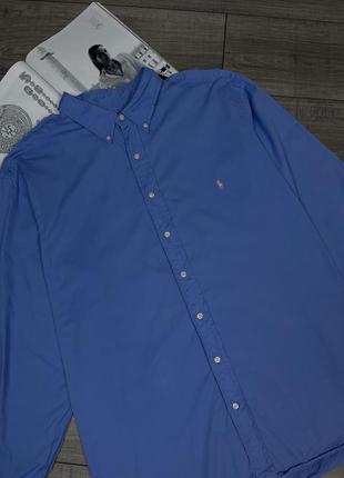 Оригінальна сорочка polo ralph lauren classic fit garment-dyed twill shirt in blue з нових колекцій4 фото