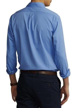 Оригінальна сорочка polo ralph lauren classic fit garment-dyed twill shirt in blue з нових колекцій10 фото