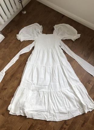 Новое шикарное платье, белое нежное, сарафан с пышными рукавами in the style5 фото