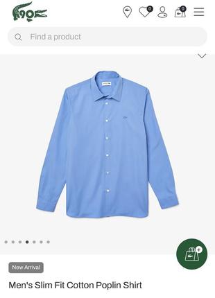 Оригинальная рубашка lacoste men's slim fit cotton poplin shirt из новых коллекций10 фото