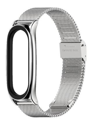 Металевий ремінець міланська петля milano jobs classic для xiaomi mi band 7 срібло (mrk2329)