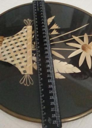Настенная тарелка - панно ссср " цветы квіти " солома №9325 фото