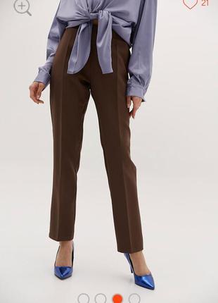 Штани брюки garne україна коричневого шоколадного кольору віскоза висока талія
