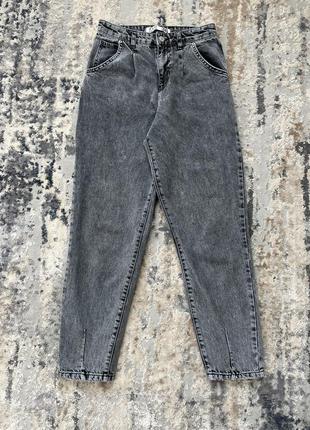 Женские серые джинсы мом, джинсы бананы, прямые джинсы серые