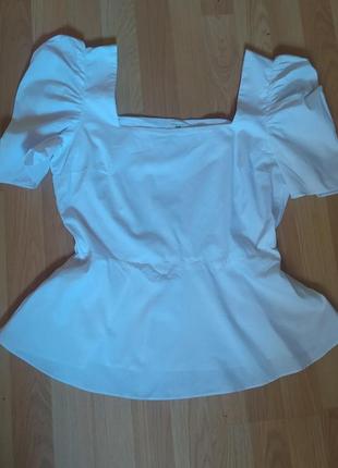 Блуза с баской  и рукавом фонарик