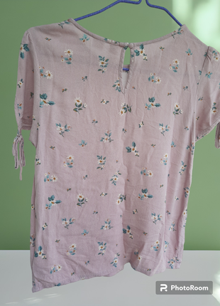Пудрова футболка майка топ блуза з квіточками від h&m2 фото
