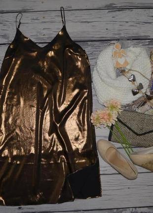 12/38/м-l фирменное красивое женское платье сарафан в бельевом стиле river island золото2 фото