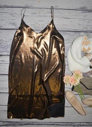 12/38/м-l фирменное красивое женское платье сарафан в бельевом стиле river island золото4 фото