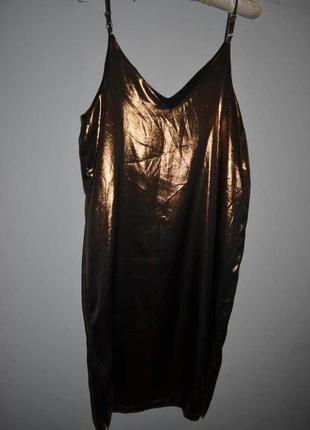 12/38/м-l фирменное красивое женское платье сарафан в бельевом стиле river island золото9 фото