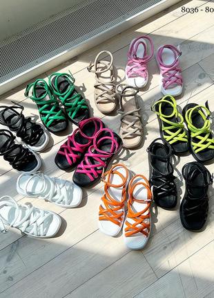 Босоніжки, фуксія/чорний, натуральна шкіра8 фото