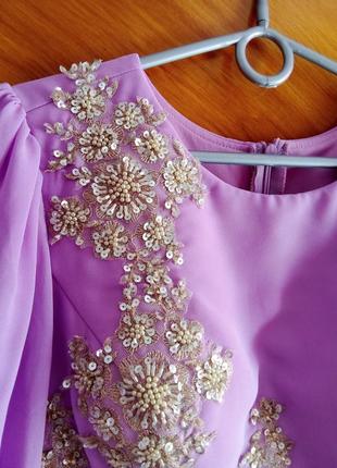 Шикарное винтажное лавандовое платье.2 фото