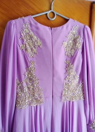 Шикарное винтажное лавандовое платье.6 фото