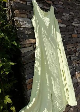 Льняное шикарное платье с разрезами.1 фото